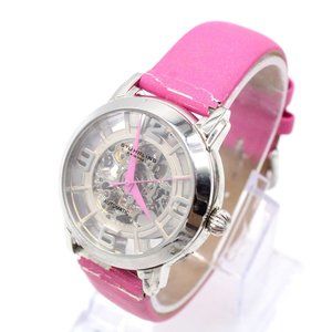 Stuhrling Automatic Watch Womens Silver Tone Stainless Steel Classic Pink Band
